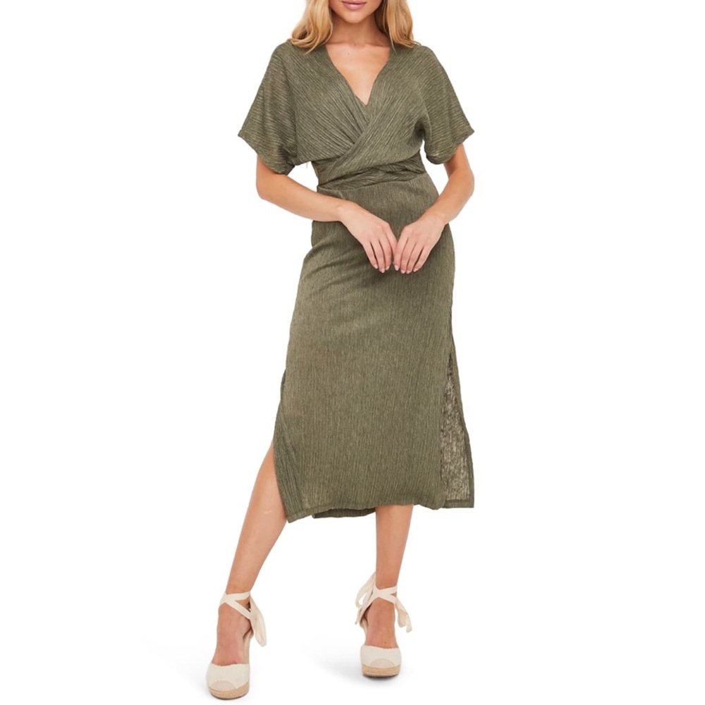 ALL IN FAVOR Phoebe V-Neck Midi Dress XL NWT